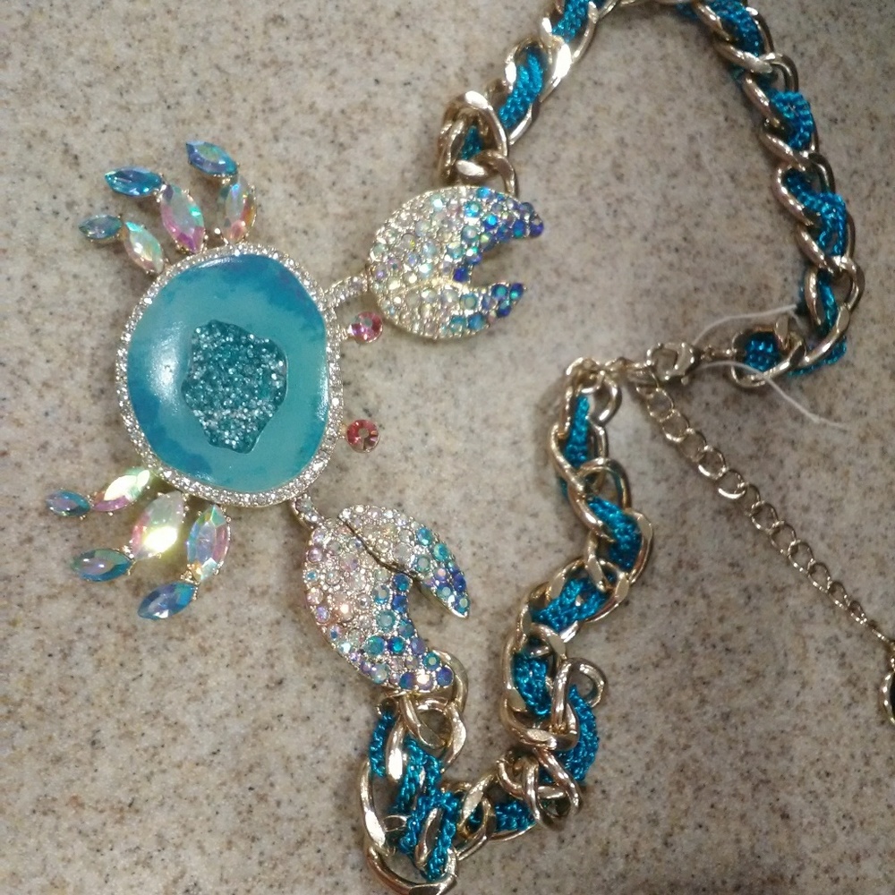 Betsey Johnson crystal crab necklace